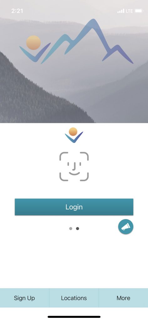 Mobile banking login screen