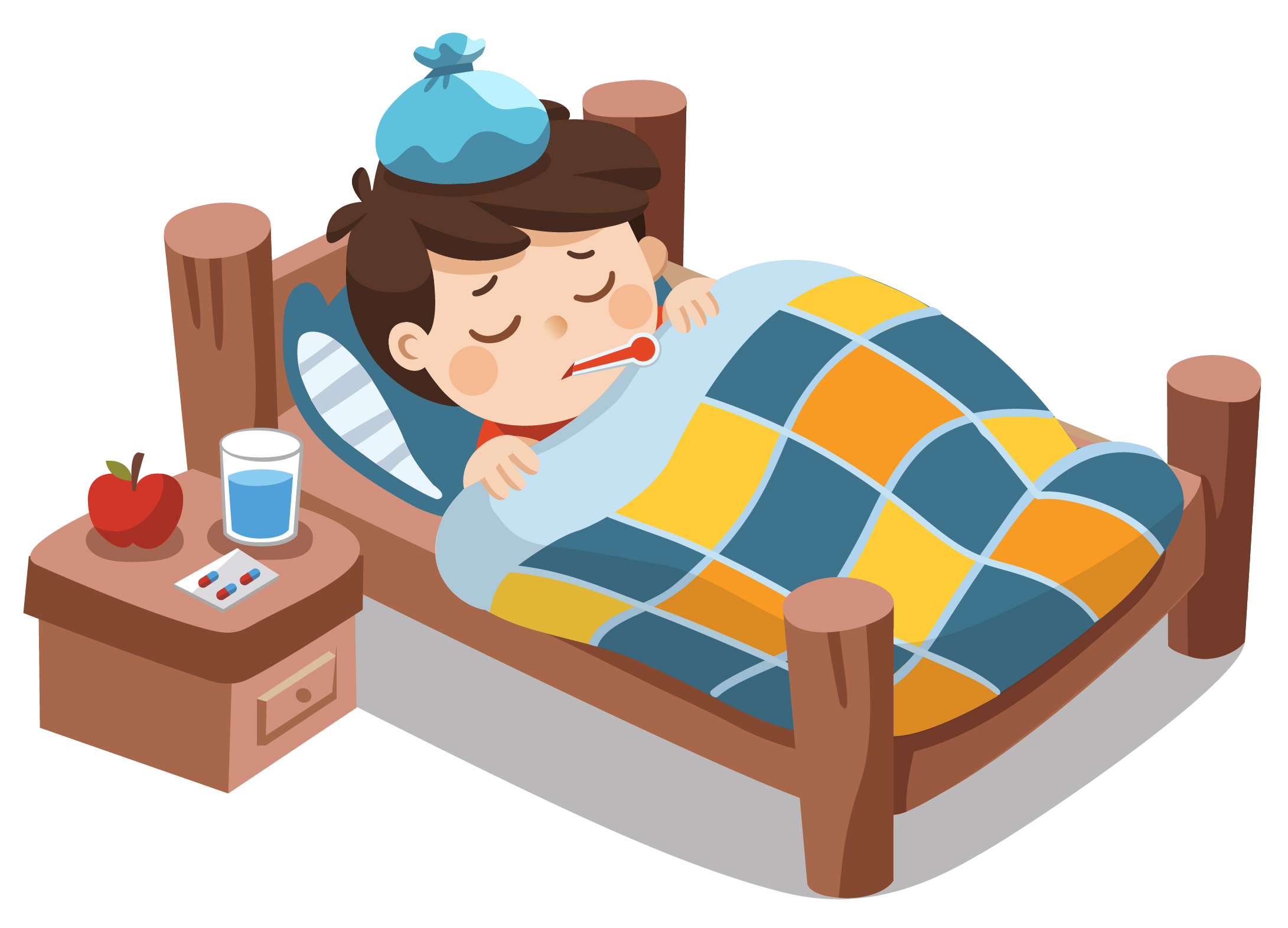 Being ill. Больной в кровати с градусником. Больной мальчик с градусником. Больной мальчик в кровати. Больной человек в кровати вектор.